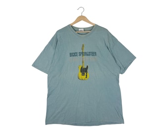 Vintage Bruce Springsteen & The E Street Band T-Shirt – Rock Legend, Guitar Icon, Blue (Size XL)
