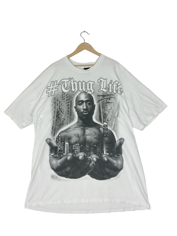 Vintage Y2K Raptees Thug Life Tupac Shakur Big Print Oversized