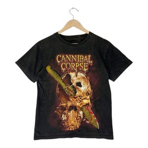 T-shirt bootleg vintage des années 90 Cannibal Corpse - Death metal américain de Buffalo, NY / Graphisme culte d'horreur / point unique noir / taille XS
