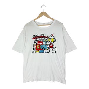 Vintage jaren 90 ultraman cartoon promo T-shirt / Klassiek Japans held grafisch T-shirt / Made in Japan – wit katoen – maat L