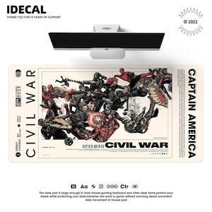 civil war Schreibtischunterlage. PU-Leder Tischset Mauspad Isolierung und wasserdichte Matte Geschenk für den Geek Lindern Sie die Ermüdung der Augen Übergroßes Tischset
