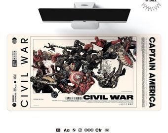 civil war Desk Mat. PU leather table mat mouse pad Insulation and waterproof mat Gift For The Geek Relieve eye fatigue Oversized placemat