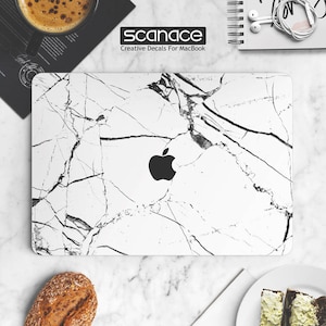 White marble Decals for 2024 Macbook Skins Macbook Cover Vinyl Decal for Apple Laptop Macbook Pro 14/16 Macbook Air13/Air15 M4