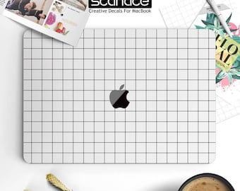 White grid Macbook Decals Macbook Stickers Macbook Skins Macbook Cover Vinyl Decal for Apple Laptop Macbook Pro Macbook Air