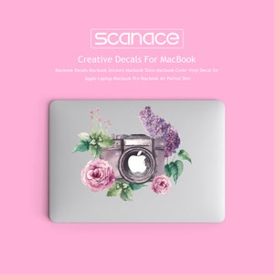 Macbook Decals Macbook Stickers Macbook Skins Macbook Cover Vinyl Decal for Apple Laptop Macbook Pro Macbook Air Flowers in the camera