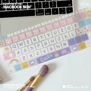 Happy rainbow animals keyboard sticker for Macbook Pro and air Decal for Apple Laptop Macbook Pro 2024M4 Macbook Air15 Inch  Keyboard Cover