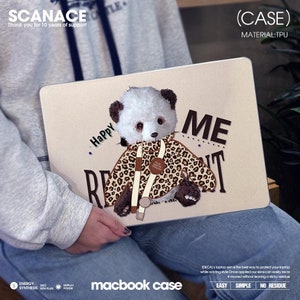 Leopard Print Panda Macbook Case: Matte TPU Protective Cover