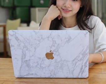White Marble MacBook Skin with Clean Stone Texture, Minimal Laptop Decal Vinyl Wrap for M5 Air and Pro 13 15 14 16 and MacBook Neo