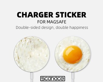 Fried egg iPhone MagSafe charger Protective stickers set of 2 Front and Back stickers (charger not included)