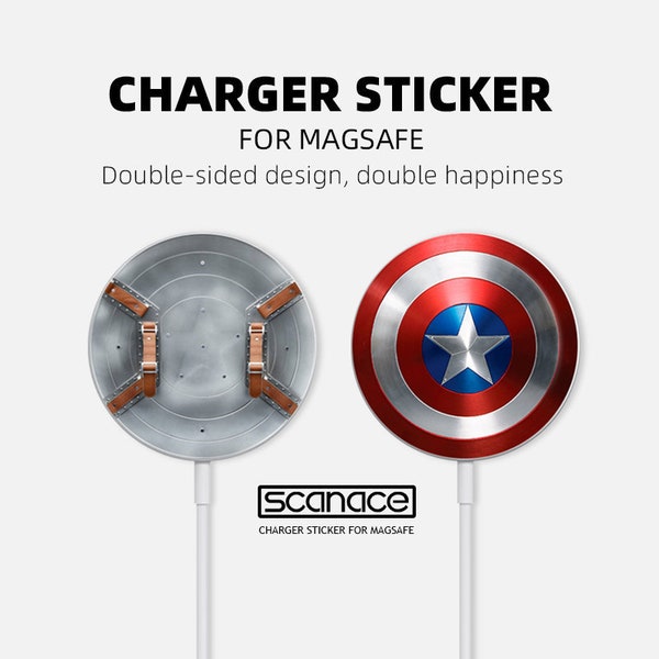 Captain’s Shield iPhone MagSafe chargeur Autocollants de protection ensemble de 2 autocollants avant et arrière (chargeur non inclus)