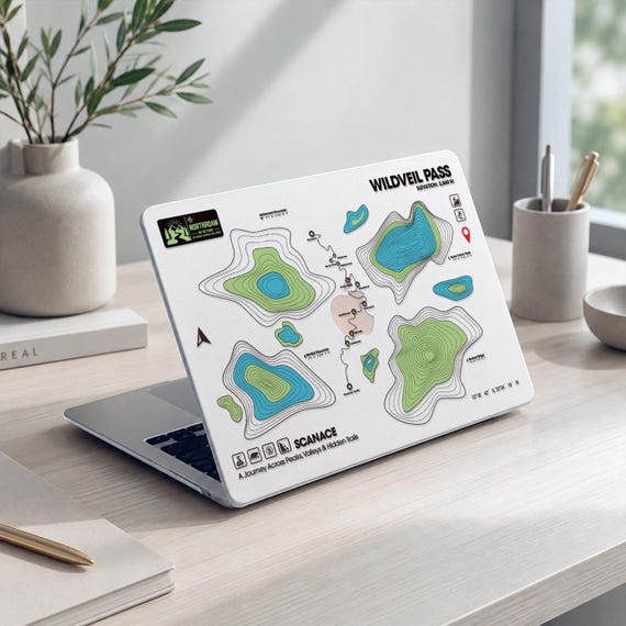 Hiking Trail MacBook Case, Topographic Map Hard Shell for MacBook Air 13 15 Pro 14 16, Outdoor Adventure Laptop Cover