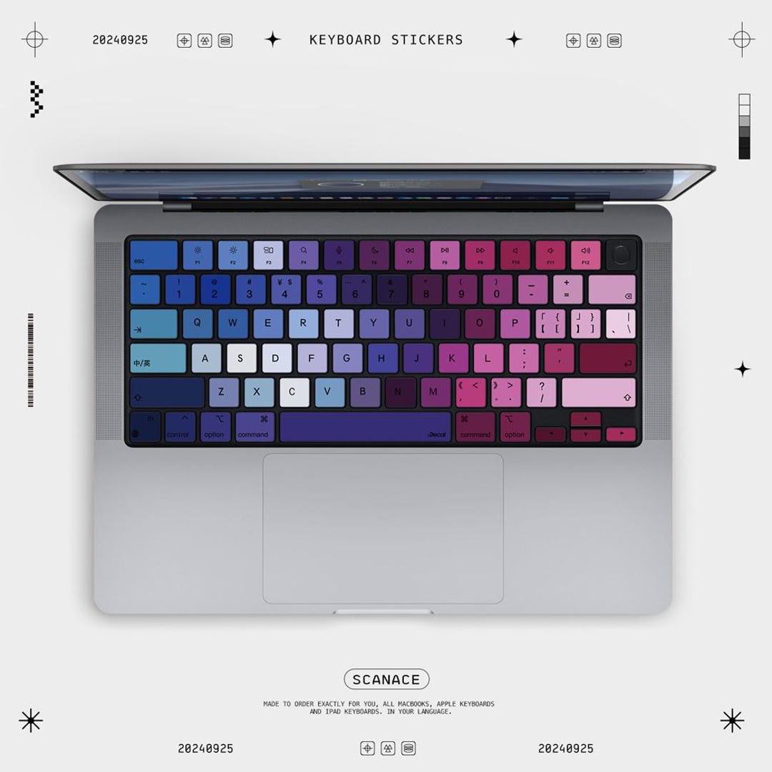 Color Star Keyboard Sticker: MacBook Pro/air Decal for MacBook Air