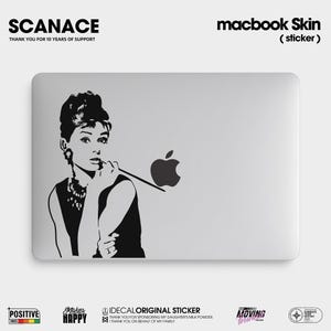 Audrey Hepburn MacBook Sticker: Matte Black Vinyl Decal, Anti-Fingerprint