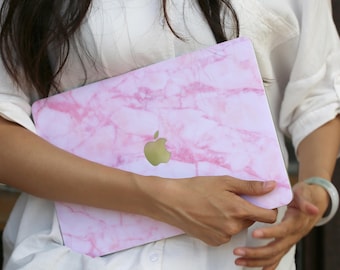 Pink Marble MacBook Skin with Soft Feminine Stone Texture, Laptop Vinyl Wrap for Air 13 Air 15 Pro 14 Pro 16 and Neo 2026 M5