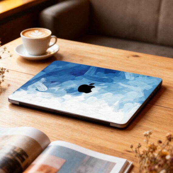 Blue Doodle Wave MacBook Skin Laptop Cover for 2025 M5 MacBook Air