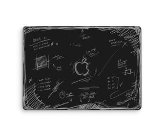 Black Chalkboard MacBook Skin, Hand Drawn Concept Notes Laptop Decal for Air 13 15 Pro 14 16, M1-M5 and MacBook Neo Vinyl Wrap