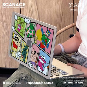 クレヨンしんちゃん と ロボット マット 半透明 MacBook Pro 14 M2 ケース カスタムテキストパターンデザイン スリム保護カバー