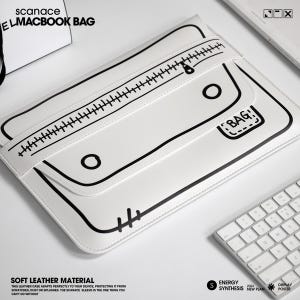 Borsa in pelle dipinta a mano con linee nere in stile anime, adatta per MacBook Air 13.6/15 Pro 14/16 Custodia in pelle per MacBook