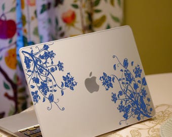 Blue and White Porcelain MacBook Case, Chinese Floral Hard Shell Cover for Air 13 15 Pro 14 16, Chinoiserie Laptop Case