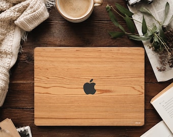 Natural Wood Grain Laptop Decal for MacBook Air and Pro 13 15 14 16, Warm Wooden Look Vinyl Skin M1 to M5 and MacBook Neo