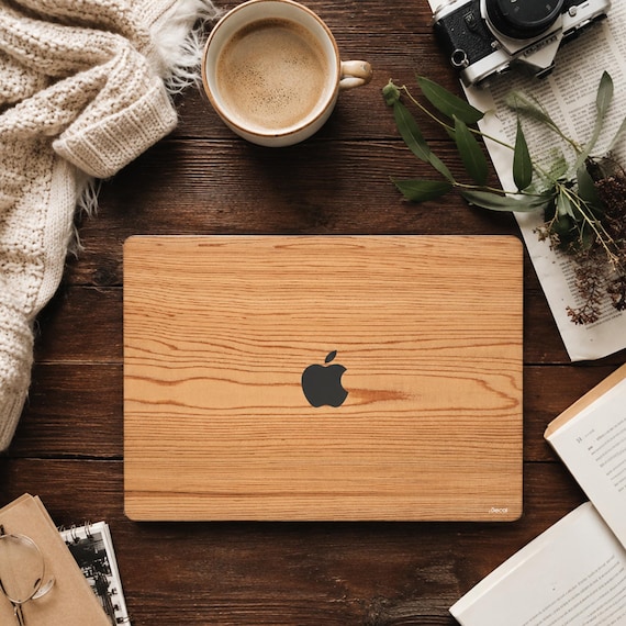 Natural Wood Grain Laptop Decal for MacBook Air and Pro 13 15 14 16, Warm Wooden Look Vinyl Skin M1 to M5 and MacBook Neo