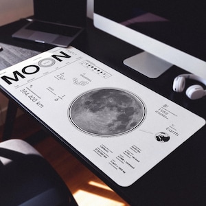 Alfombrilla de escritorio Moon Knowledge: alfombrilla de ratón de piel sintética con un toque geek