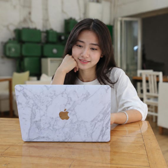 White Marble MacBook Skin with Clean Stone Texture, Minimal Laptop Decal Vinyl Wrap for M5 Air and Pro 13 15 14 16 and MacBook Neo
