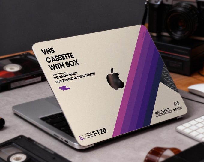 Featured listing image: Retro VHS Macbook Decal: Retro Vinyl Skin for Macbook Pro14/16 Air13 decal Matte texture, anti-fingerprint customizable