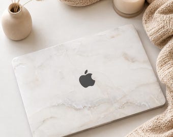 Warm White Onyx MacBook Skin for Air and Pro 13 15 14 16 M1 to M5 Cream Marble Laptop Decal Vinyl Wrap and MacBook Neo