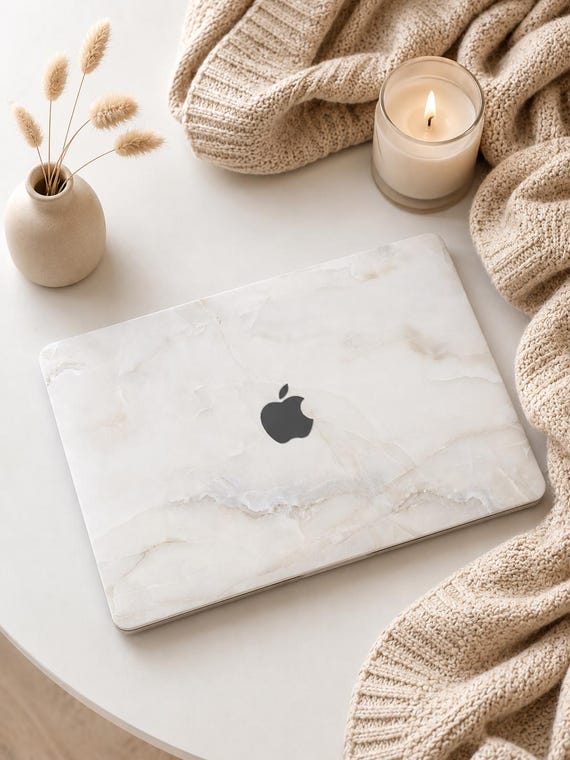 Warm White Onyx MacBook Skin for Air and Pro 13 15 14 16 M1 to M5 Cream Marble Laptop Decal Vinyl Wrap and MacBook Neo
