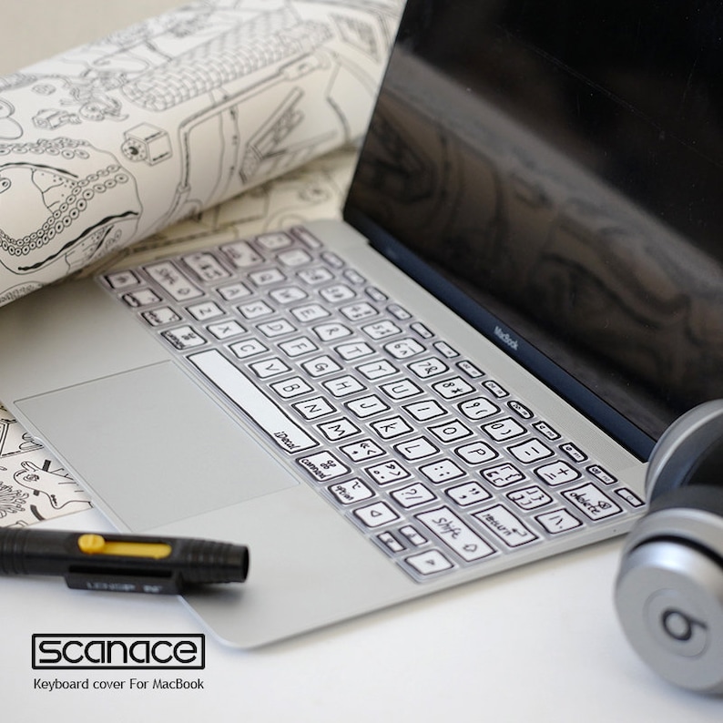 Housse de clavier avec lettres manuscrites pour MacBook Pro et sticker pour ordinateur portable Apple 2022Macbook Pro 2022Macbook Air13 M2 image 5