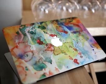 Abstract Watercolor MacBook Decal, Color Wash Vinyl Skin for MacBook Air 13 15 M2 M3 M4, Pro 14 16, Neo Models