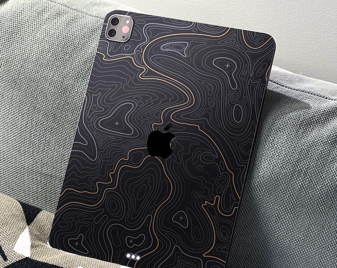 Featured listing image: Topographic map iPad skin:  for iPad Pro 11/12.9 inch, mini6/7 decal iPad Air11/13Protective Matte Finish with Easy No-Residue Application