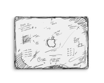 Hand Drawn Sketch MacBook Skin, Black and White Doodle Laptop Decal for Air 13 15 Pro 14 16, M1-M5 and MacBook Neo Vinyl Cover