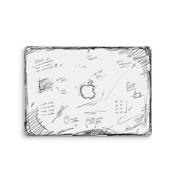 Hand Drawn Sketch MacBook Skin, Black and White Doodle Laptop Decal for Air 13 15 Pro 14 16, M1-M5 and MacBook Neo Vinyl Cover