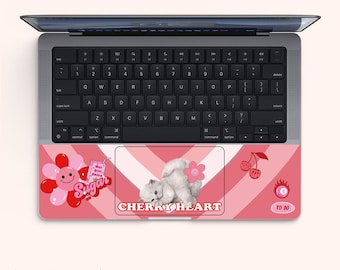Cherry Heart Macbook Palm Rest Sticker: Apple Laptop Decal