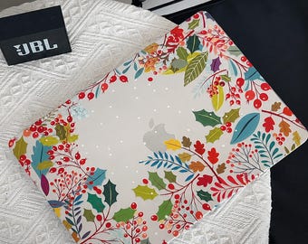 Botanical Wreath MacBook Case, Frosted Clear Floral Cover for Air, Pro and Neo