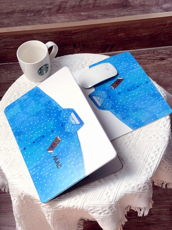 Blue Polka Dot Shirt MacBook Case, Quirky Hand Drawn Laptop Cover for 2026 Air 13 15 Pro 14 16 M1 to M5 and MacBook Neo and Customizable