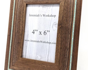 Black Walnut With Turquoise Stone Inlay 8x10 Picture Frame