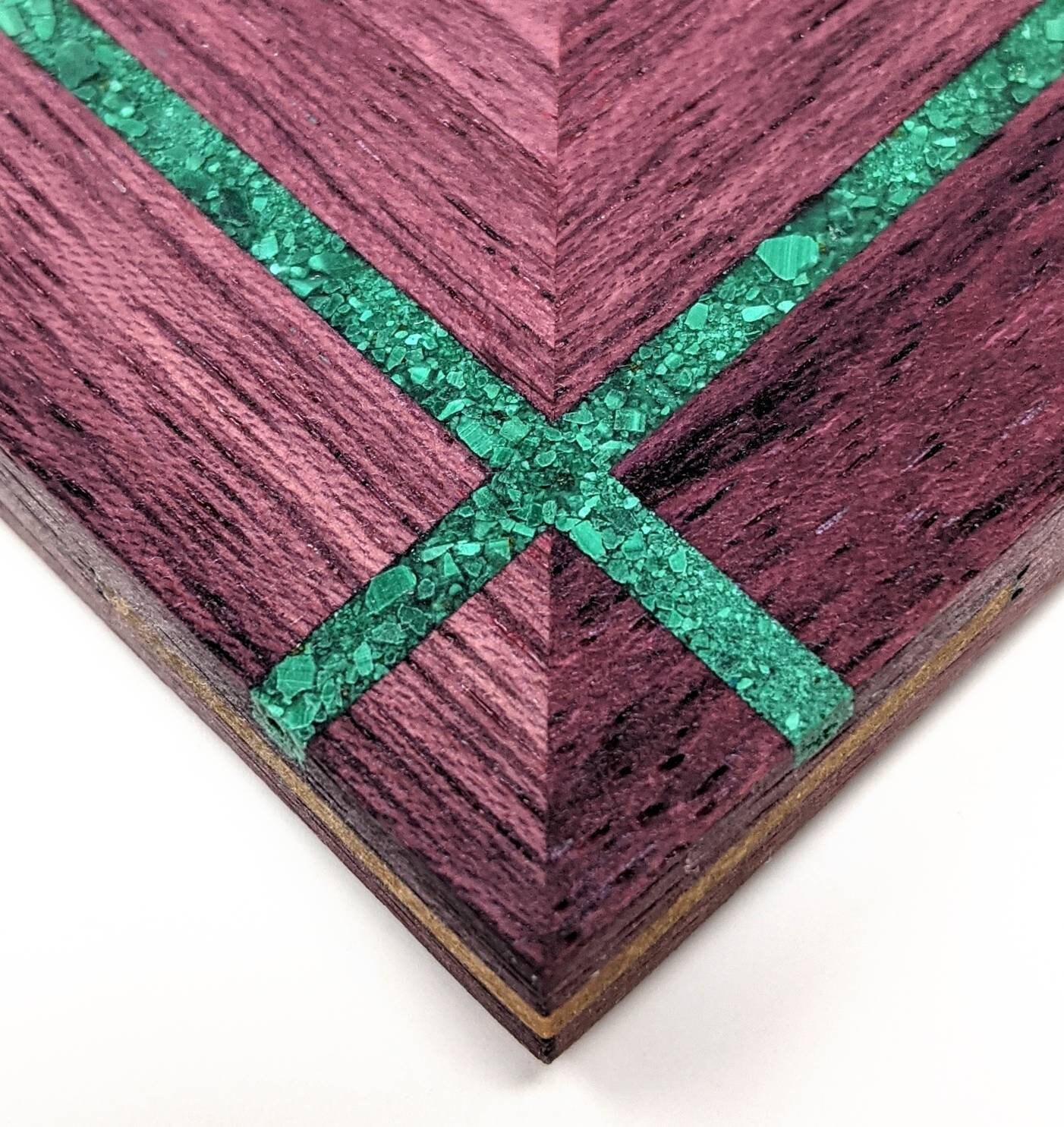 South American Purple Heart Wood With Crushed Malachite Stone Etsy