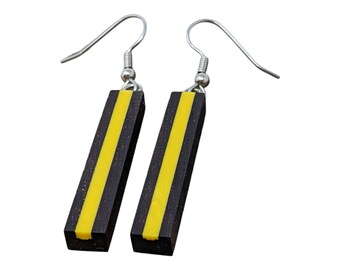 Mexican Ebony Wood With King Yellow Stone Inlay Earrings