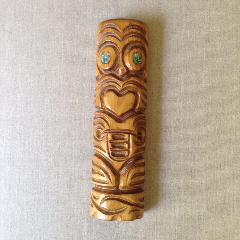 Vintage New Zealand Maori Carved Wooden Wall Art Hanging