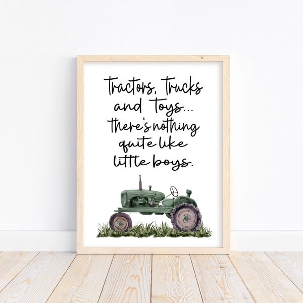 Tractors Trucks Nothing Quite Like Little Boys Watercolor Green Tractor Farmhouse Farm Nursery Decor Unframed Print Boys Room Wall Art