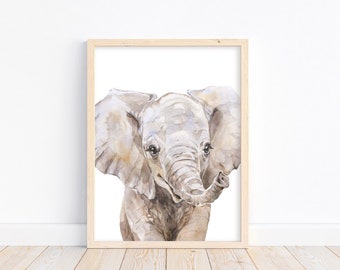Watercolor Elephant Safari Animals Nursery Art Decor Unframed Print