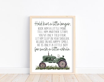 Green Tractor Farmhouse Nursery Print: Rustic Barnyard Wall Art