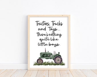 Tractors Trucks Nothing Quite Like Little Boys Watercolor Green Tractor Farm Nursery Unframed Print