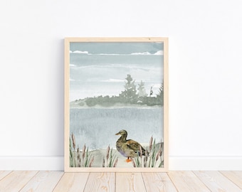 Watercolor Mallard Duck Hunting Changing Pad Cover Duck Hunting Nursery Decor Change Table Sheets Baby Boy Girl Wild Leaves Soft Breathable Stretchy Snug Fitted M