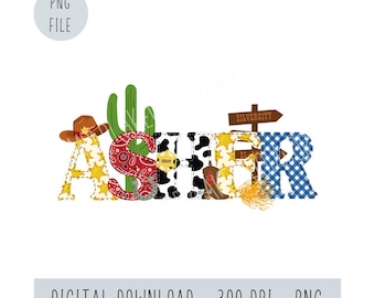 Custom Cowboy Name PNG: Personalized Western Theme (Digital Download)