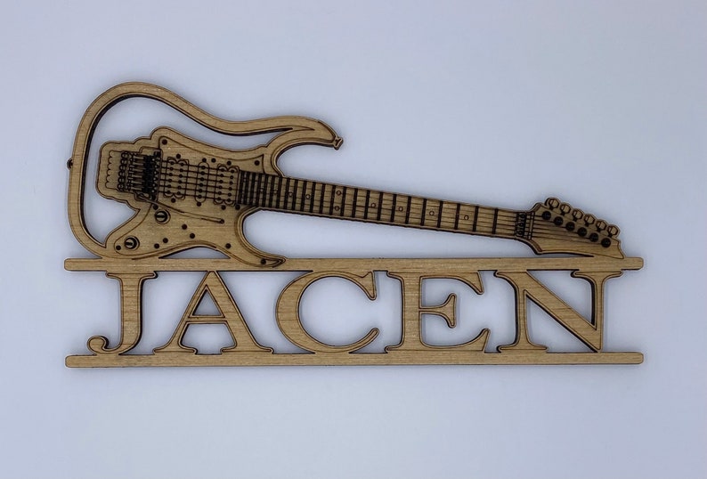Personalized Guitar Name Wood Wall Sign Nursery Decor Wooden Etsy