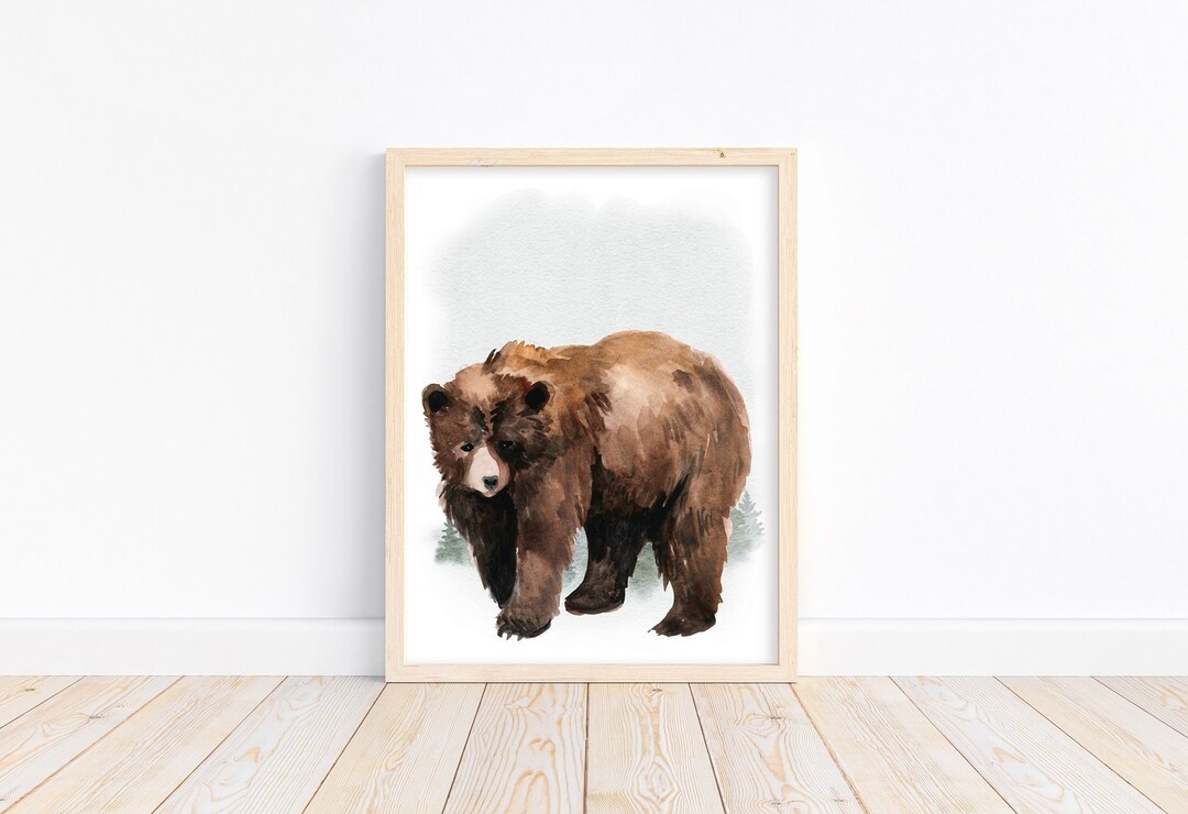 Bear Woodland Forest Animals Wilderness Watercolor Nursery Decor ...